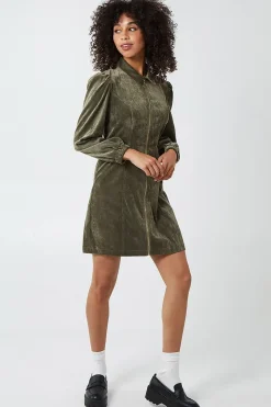 Long Sleeve Front Zip Cord Dress