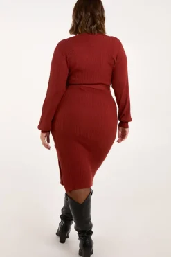 Long Sleeve Knitted Wrap Dress
