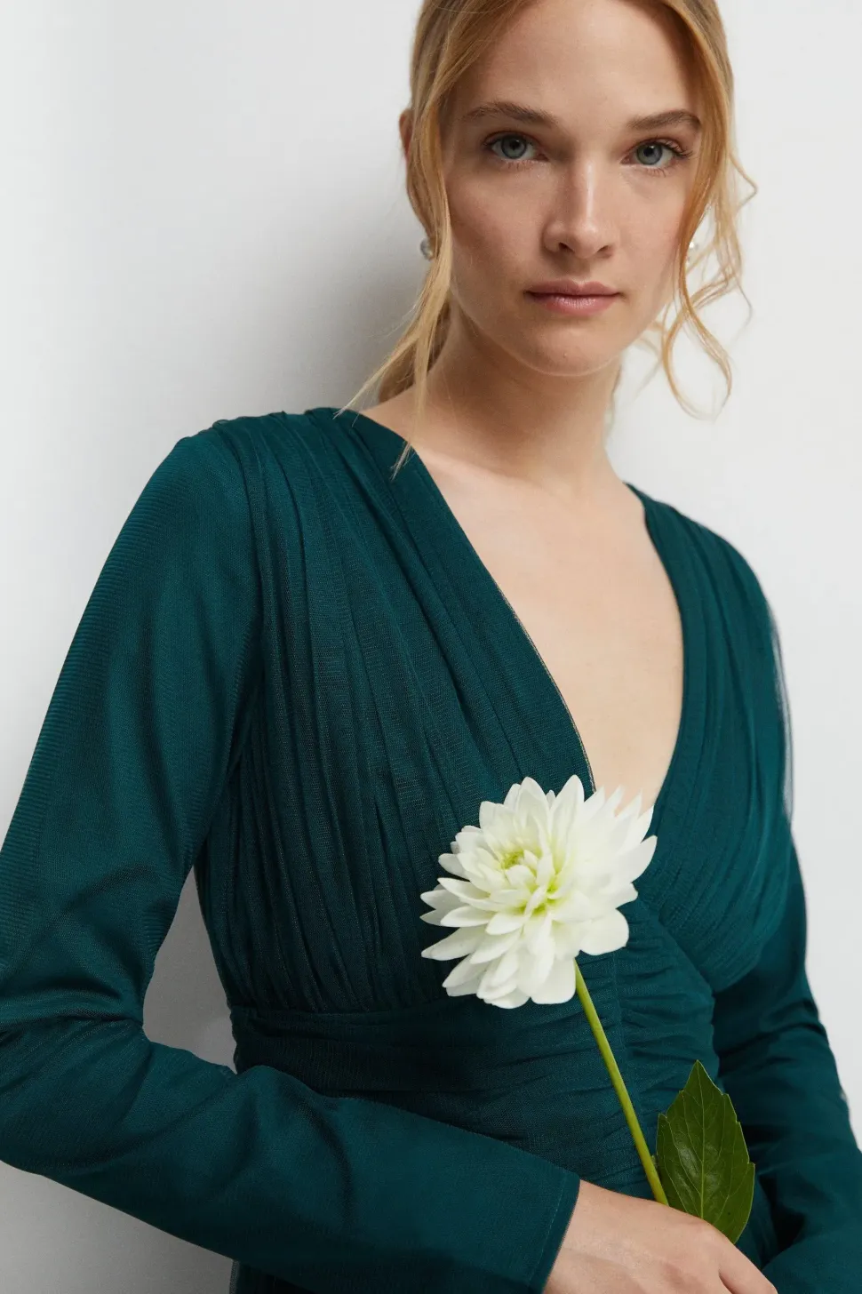 Long Sleeve Mesh Bridesmaids Dress