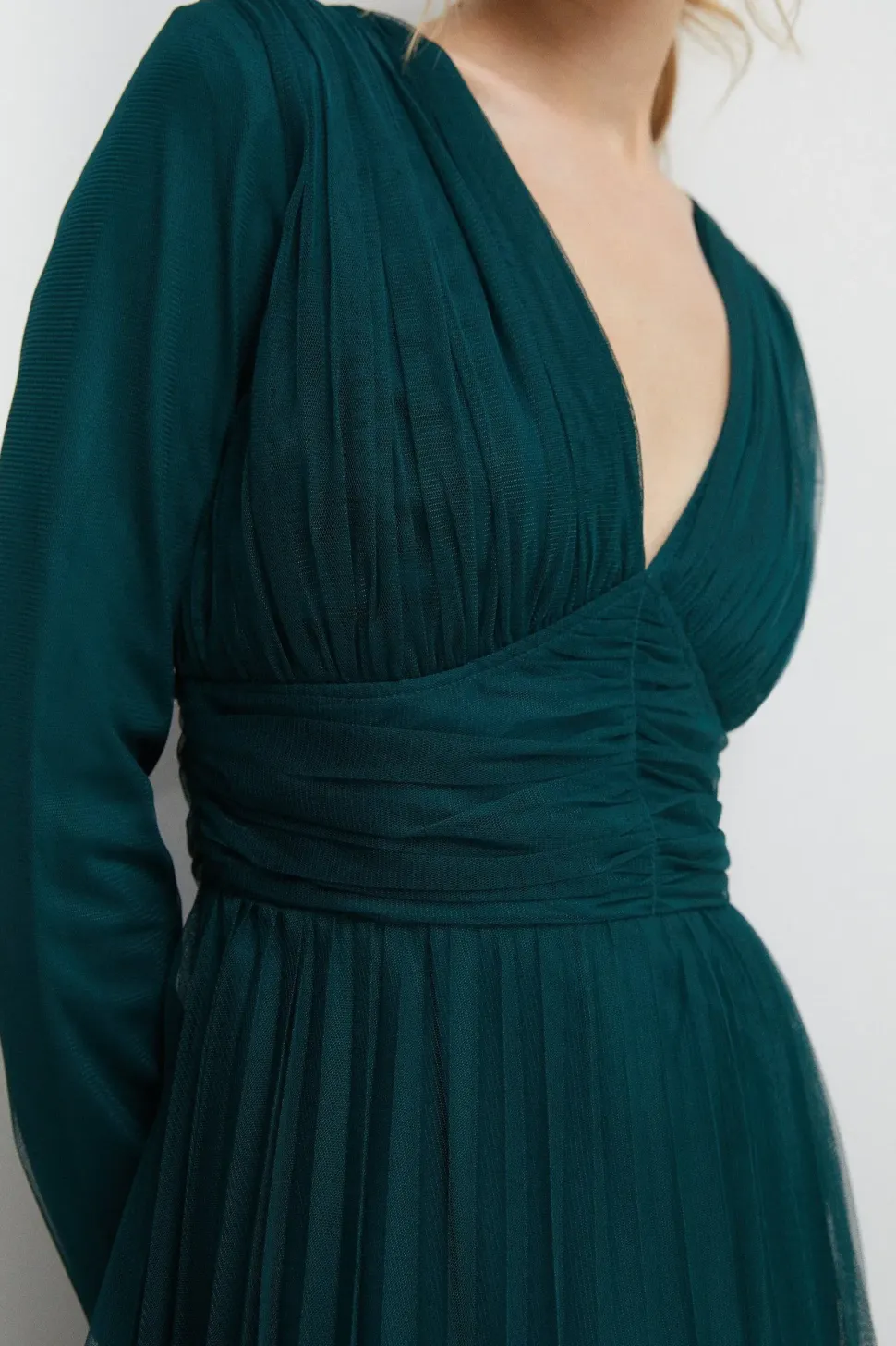 Long Sleeve Mesh Bridesmaids Dress