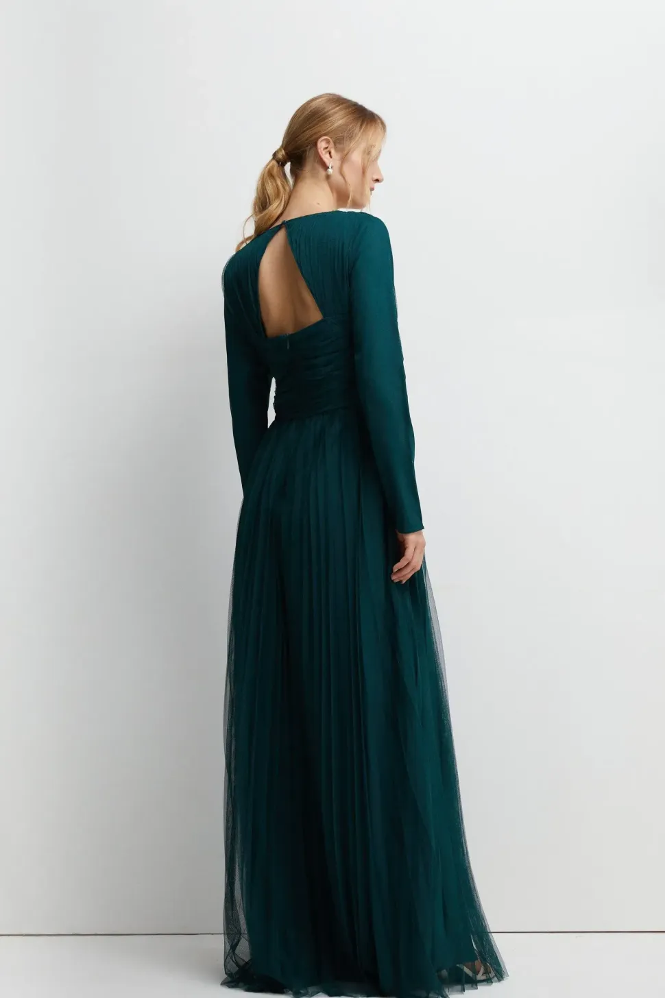 Long Sleeve Mesh Bridesmaids Dress