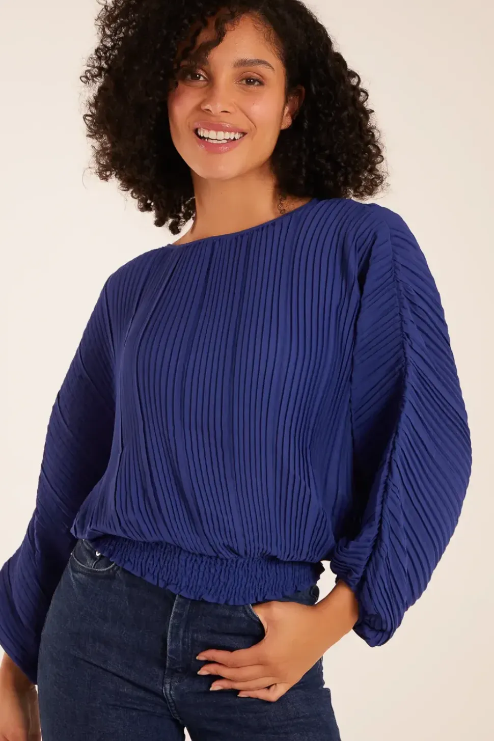 Long Sleeve Pleated Top