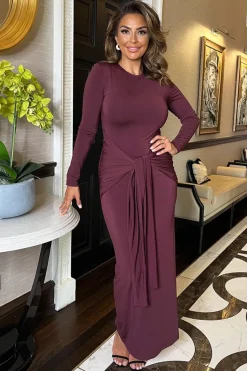 Long Sleeve Sash Bodycon Midi Dress