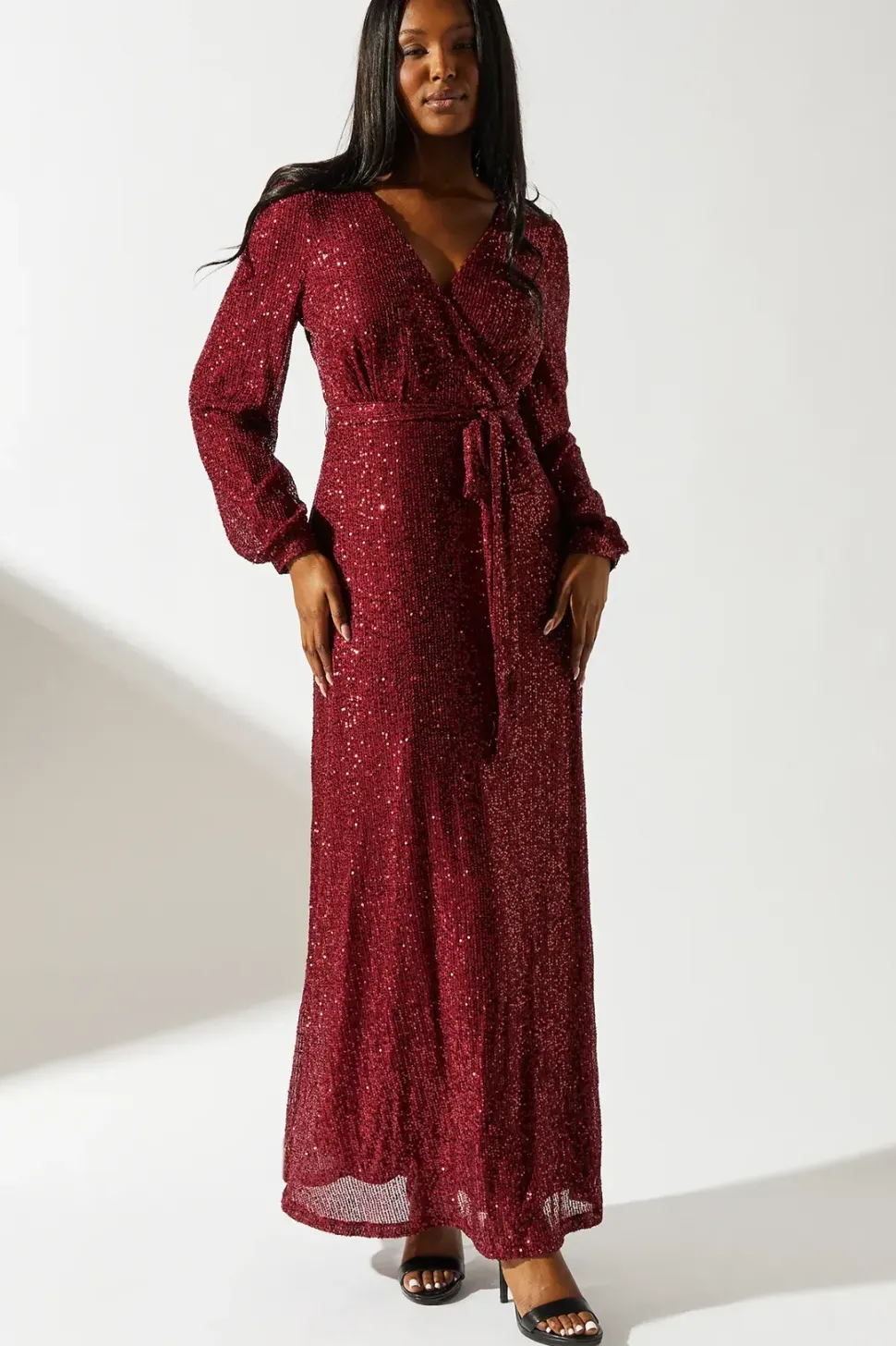 Long Sleeve Sequin Maxi Dress