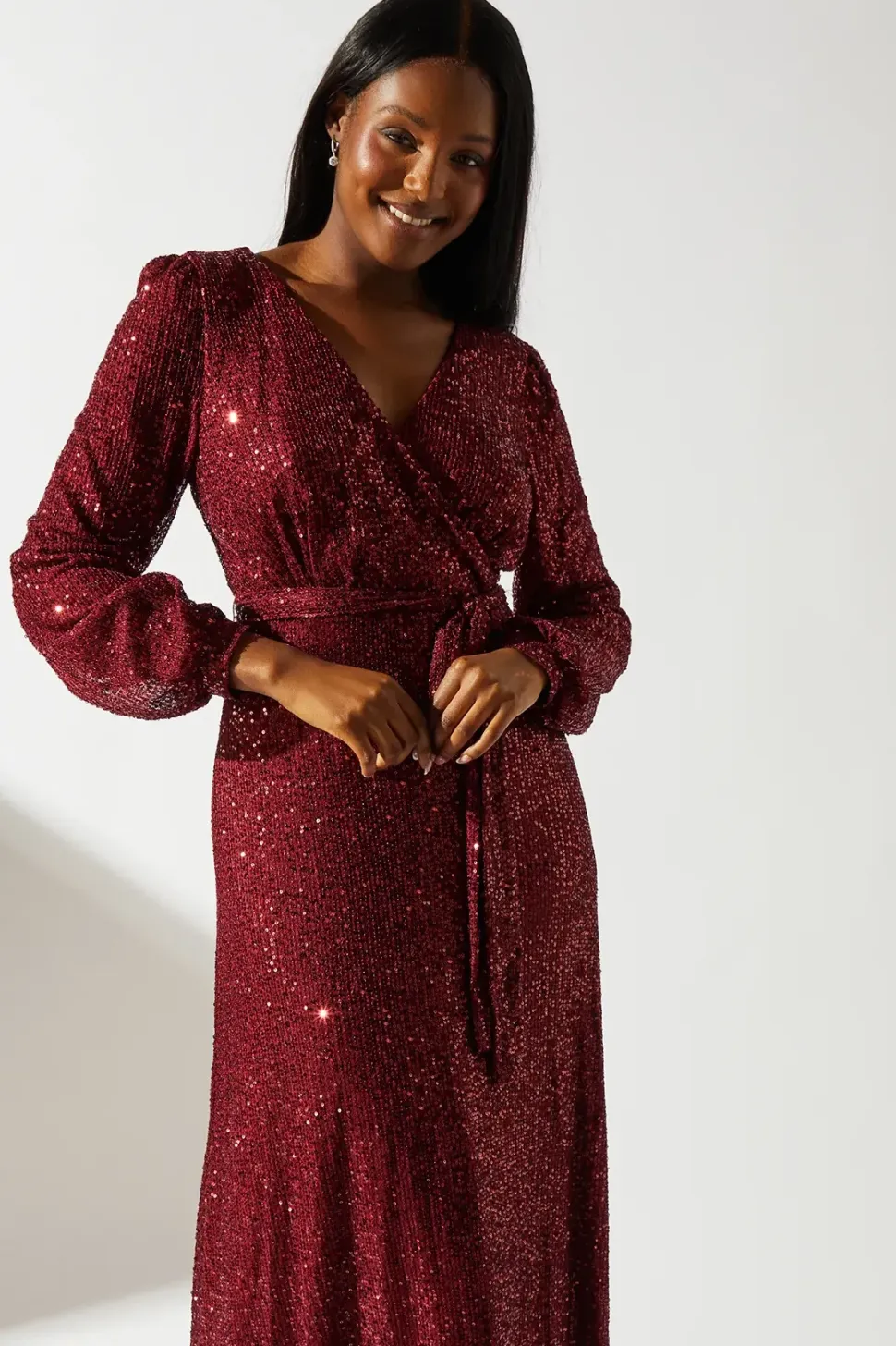 Long Sleeve Sequin Maxi Dress