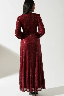 Long Sleeve Sequin Maxi Dress