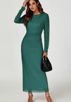 Long Sleeves Mesh Maxi Dress