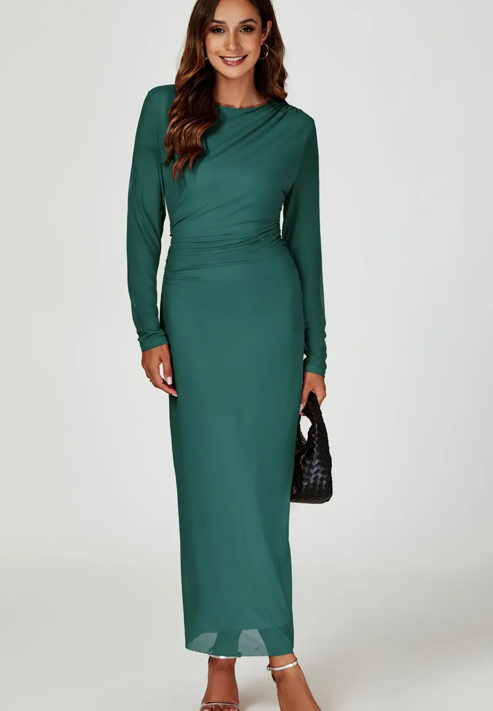 Long Sleeves Mesh Maxi Dress