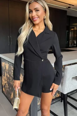 Long Sleeve Wrap Blazer Style Playsuit