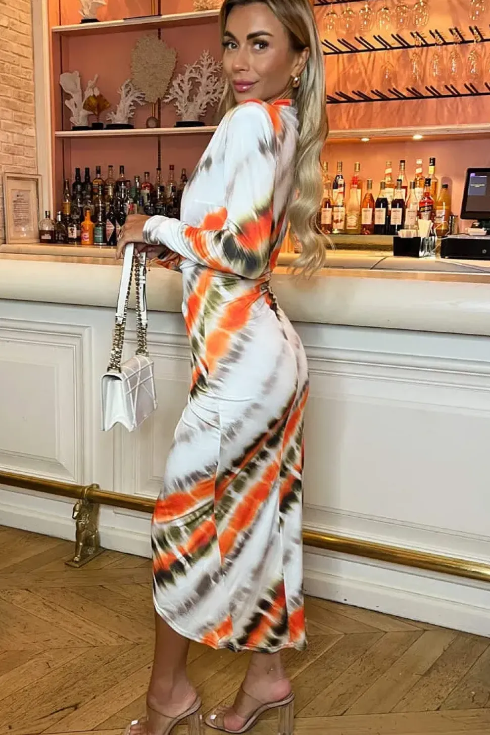 Long Sleeve Wrap Midi Dress