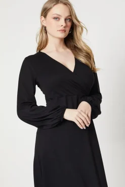 Long Sleeve Wrap Midi Dress