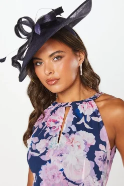 Loop And Feather Large Brim Fascinator