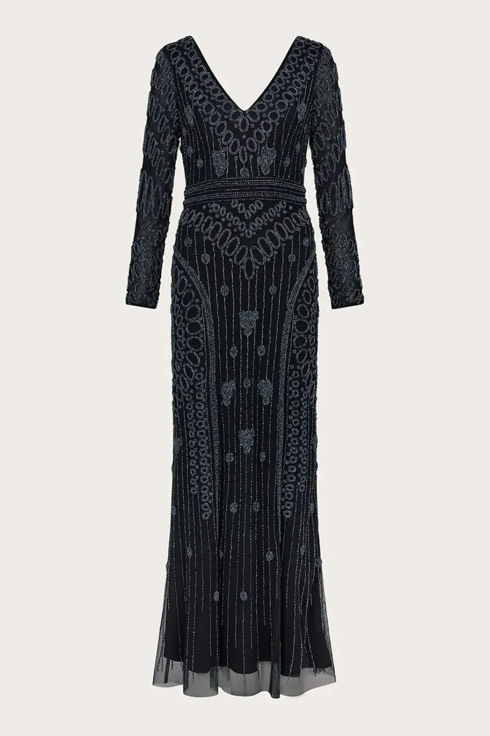Lorelai Beaded Long Sleeve Maxi Dress Black