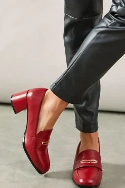 Loupe Metal Trim Heeled Loafer