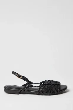 Luna Plaited Slingback Flat Sandals