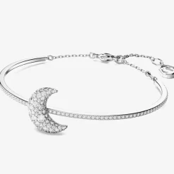 Luna White Mixed Cuts Moon Rhodium Plated Bangle 5666175 (M)