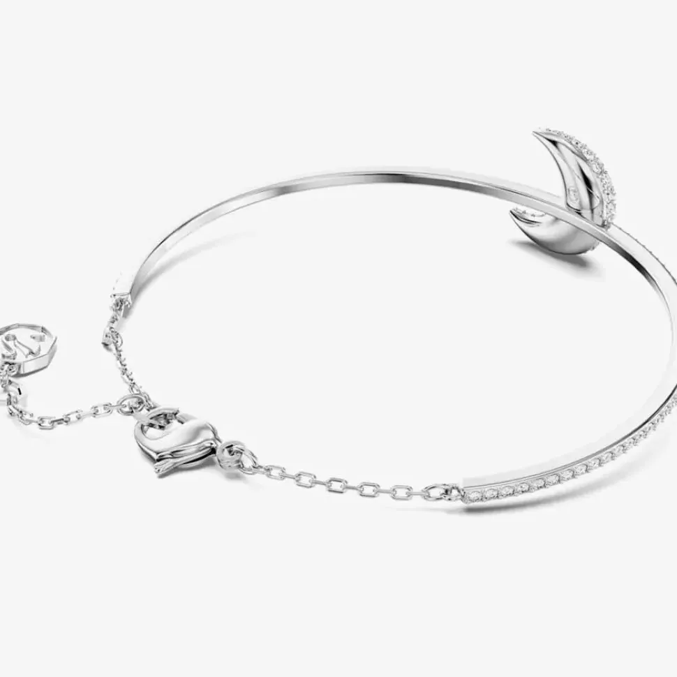 Luna White Mixed Cuts Moon Rhodium Plated Bangle 5666175 (M)
