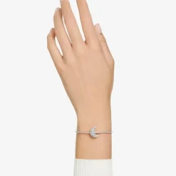 Luna White Mixed Cuts Moon Rhodium Plated Bangle 5666175 (M)