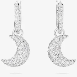 Luna White Rhodium Plated Dropper Earrings 5666157