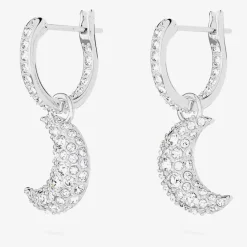Luna White Rhodium Plated Dropper Earrings 5666157