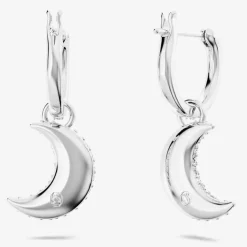 Luna White Rhodium Plated Dropper Earrings 5666157