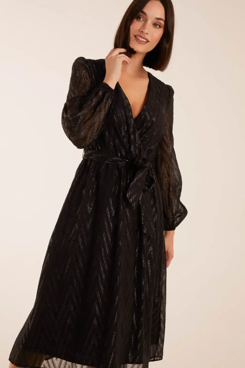 Lurex Wrap Midi Dress