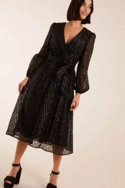 Lurex Wrap Midi Dress