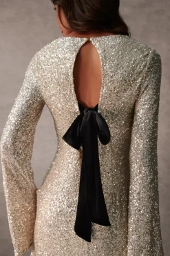 Luxe Bow Back Sequin Shift Dress