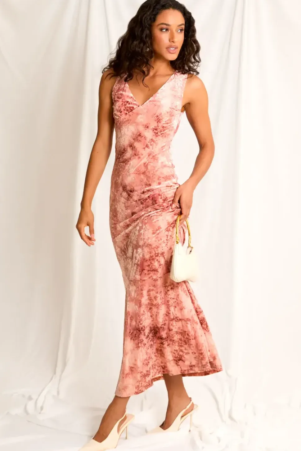 Luxe Devore V Neck Maxi Dress