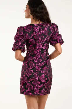 Luxe Puff Sleeve Jacquard Mini Dress