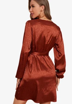 Luxury Long Sleeve Wrap Top Mini Dress