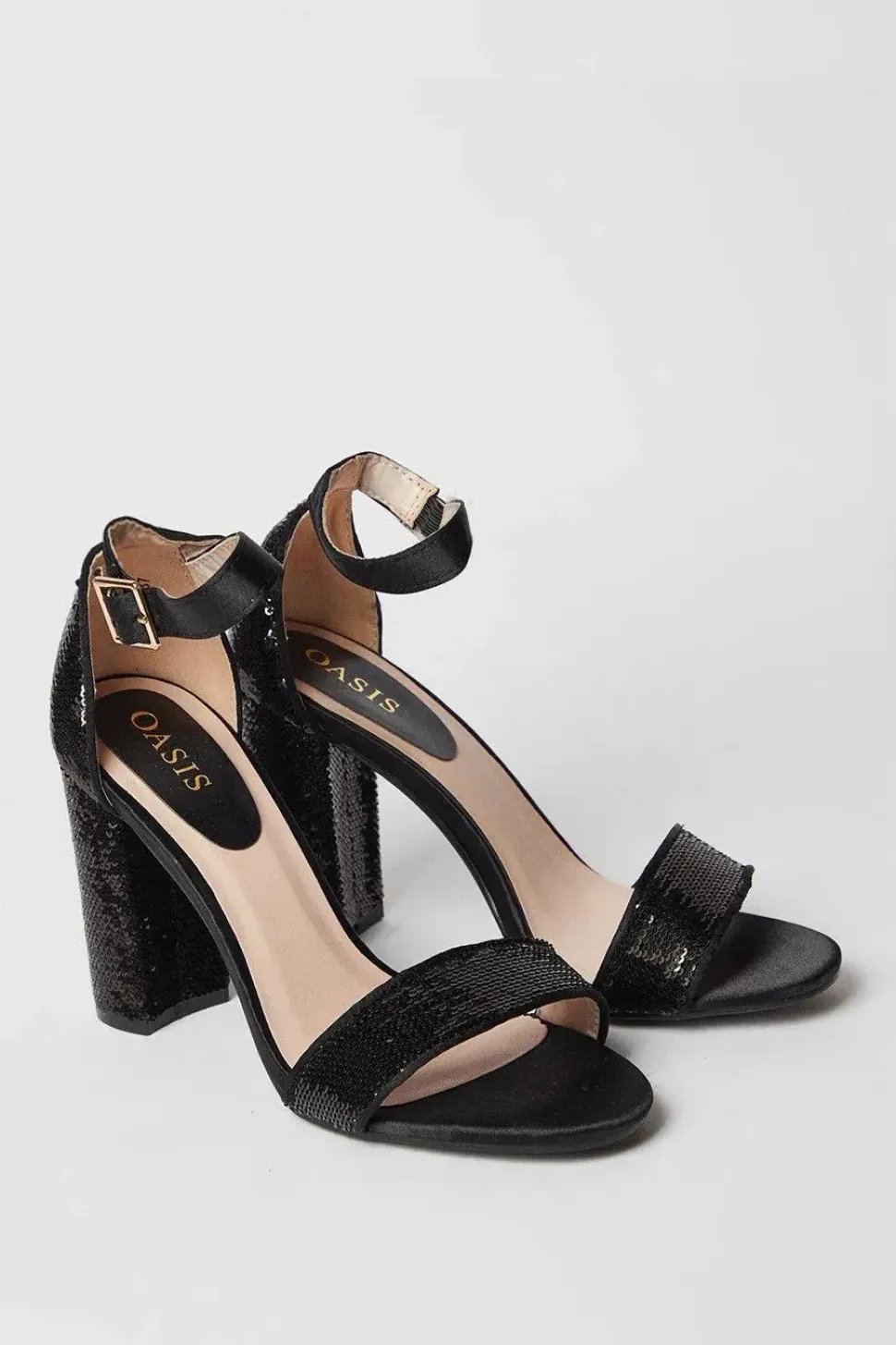 Mabel Sequin High Block Heeled Sandals