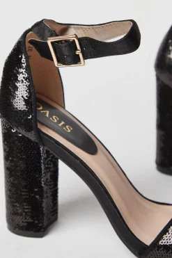 Mabel Sequin High Block Heeled Sandals