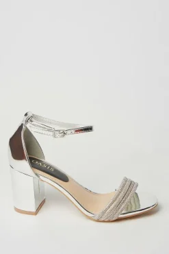 Macleaya Diamante Block Heel Sandals