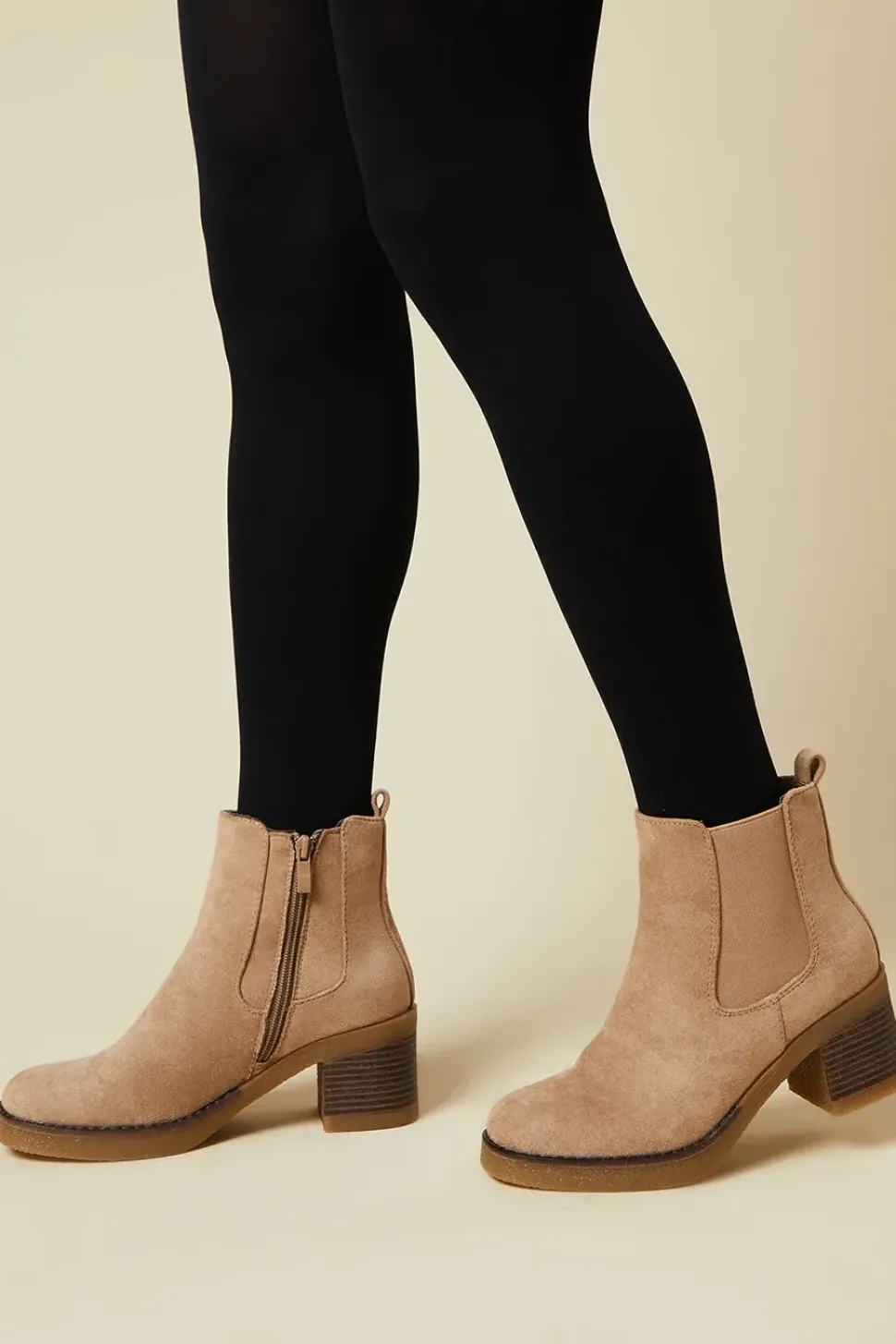 Macy Faux Suede Block Heeled Chelsea Boot