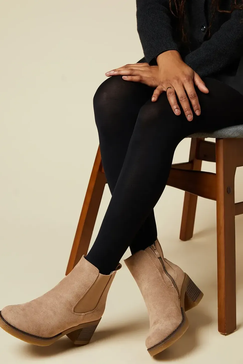 Macy Faux Suede Block Heeled Chelsea Boot