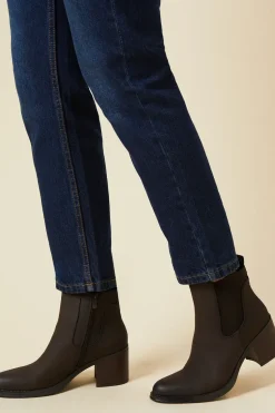 Maelle Faux Nubuck Medium Block Heel Chelsea Boot