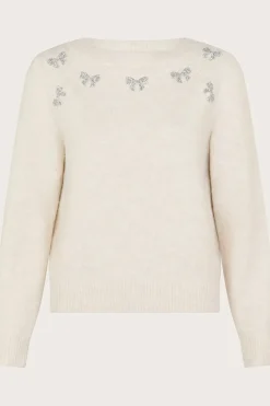 Mal Glitter Bow Jumper Ivory