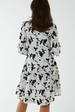 Mandarin Collar High Low Mini Dress