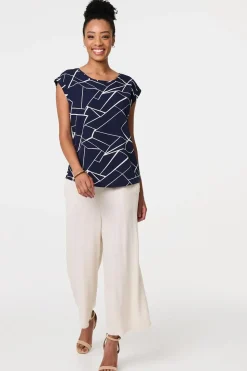 Marble Print Cap Sleeve Shell Top