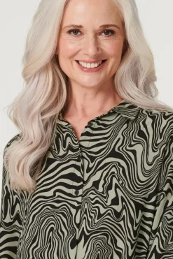 Marble Print Hanky Hem Shirt Dress