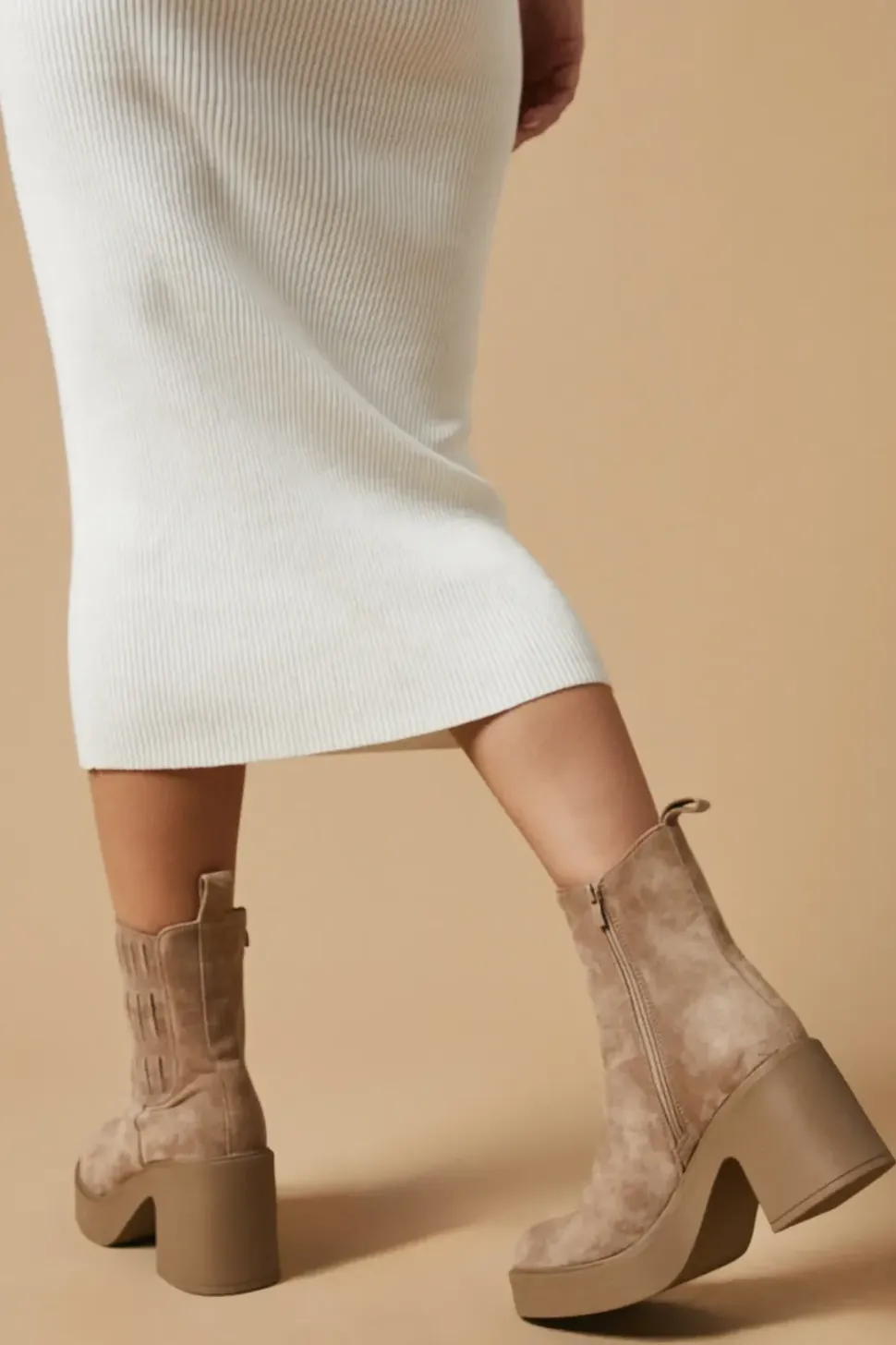 Margary Faux Suede High Block Heel Platform Ankle Boot