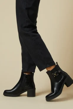 Marla Metal Detail Medium Block Heel Chelsea Ankle Boot