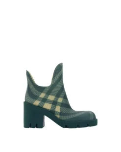 Marsh Heeled Ankle Boots with Chunky Heel and Check Pattern