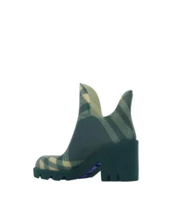 Marsh Heeled Ankle Boots with Chunky Heel and Check Pattern