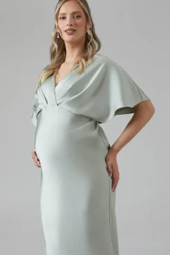 Maternity Batwing Sleeve Satin Fishtail Bridesmaid Dress