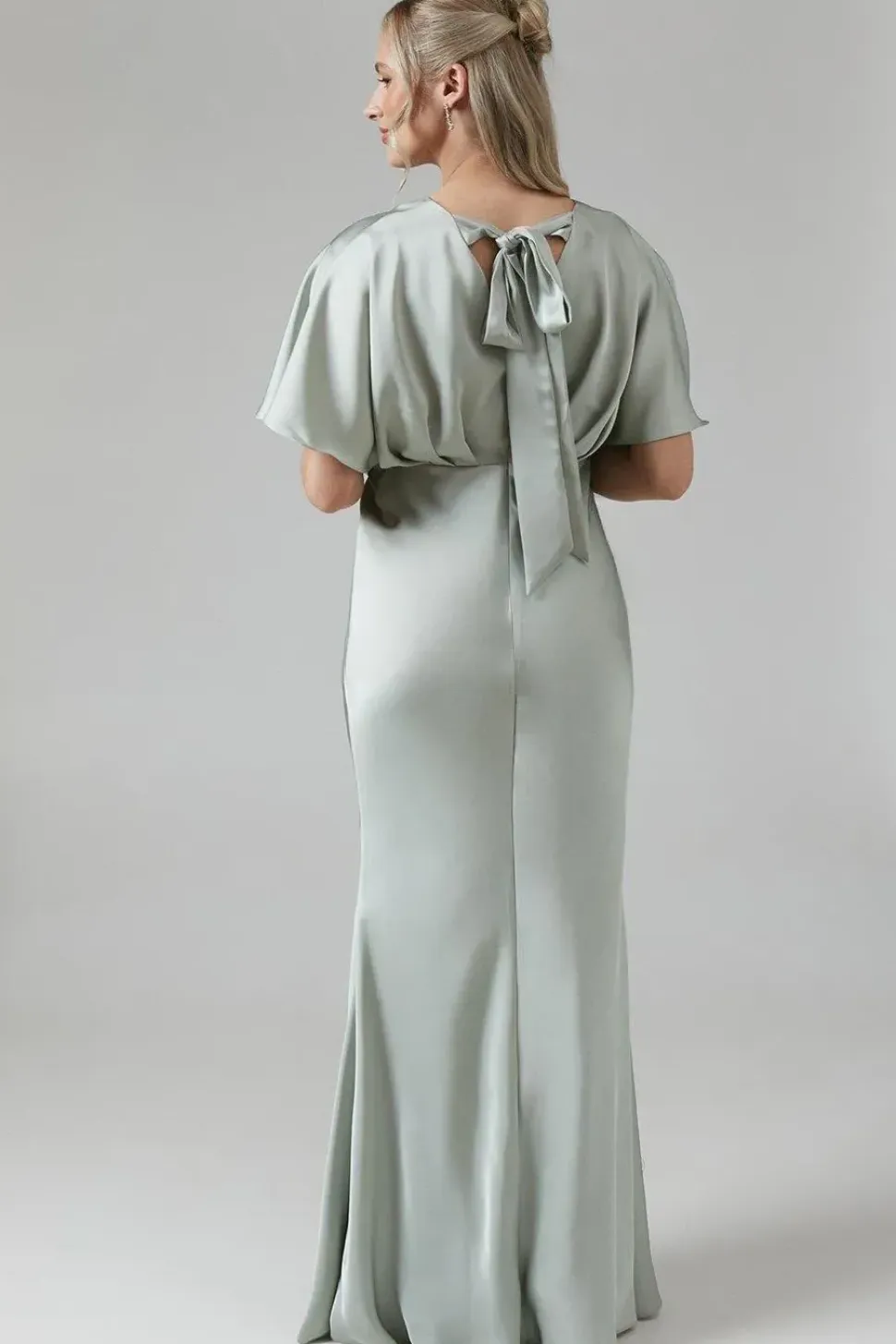 Maternity Batwing Sleeve Satin Fishtail Bridesmaid Dress