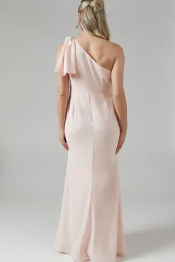 Maternity Bow One Shoulder Bridesmaid Maxi Dress