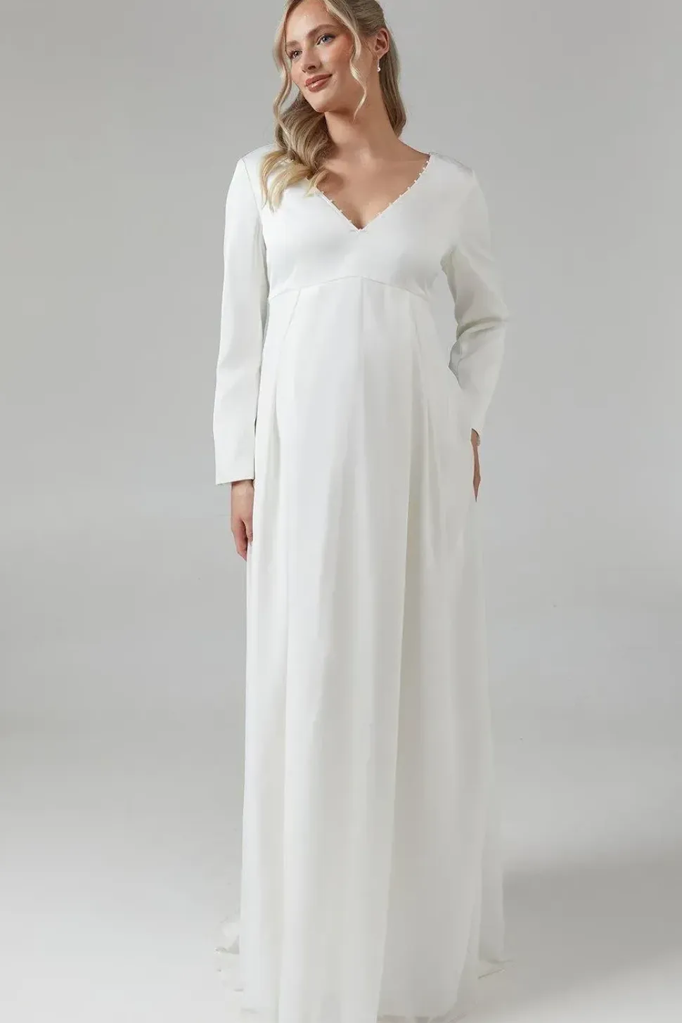 Maternity Chiffon Overlayer Long Sleeve Wedding Dress