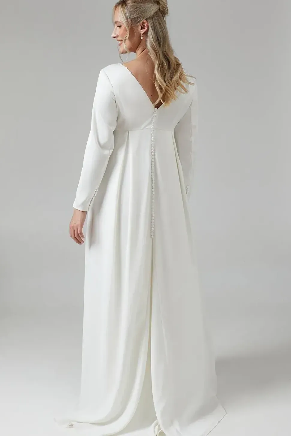 Maternity Chiffon Overlayer Long Sleeve Wedding Dress